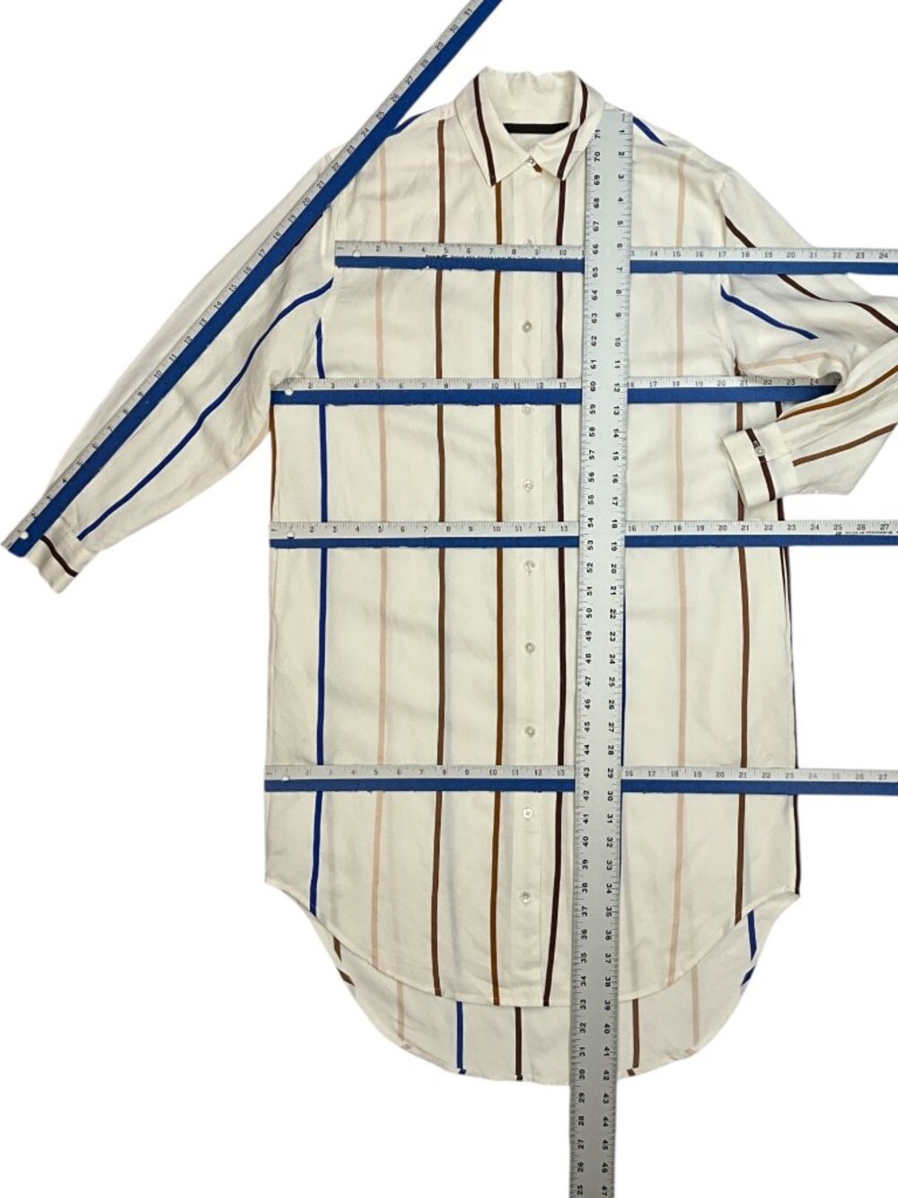 Jenni Kayne Shirt Dress XS Multi Striped Oversized Midi Long Sleeve - Picture 8 of 15